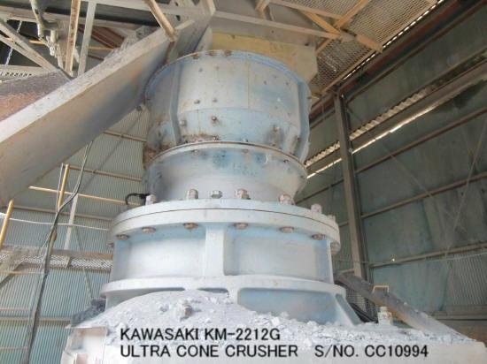 "KAWASAKI" MODEL KM-2212G ULTRA CONE CRUSHER (220MM X 1200MM) S/NO.CC10994 (Japan Trading Company) - - Industrial