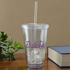 Acrylic double wall tumbler with straw