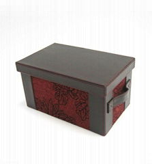 brown leather storage box