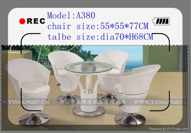 PE rattan furntiure table setting for outdoor restaurant 5