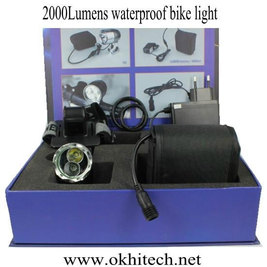 LED bicycle light set 3000LM rechargeable 3