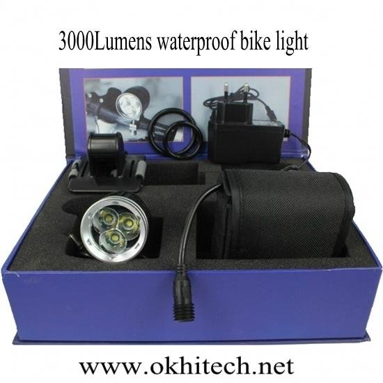LED bicycle light set 3000LM rechargeable 4