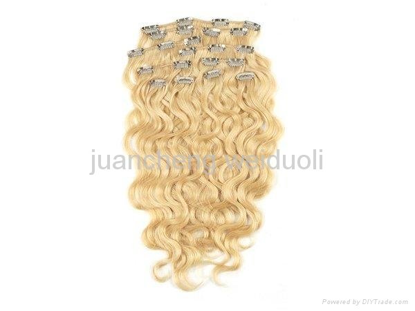 100%remy clip in human hair extension 3