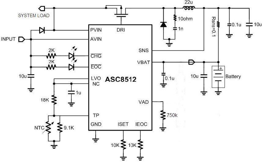 2节大电流(2A)锂电池充电ic ASC8512
