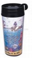 Promotion Paper Insert double wall plastic mugs/cups 2