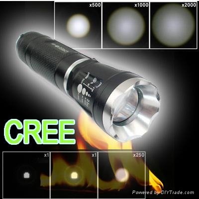 Zoomable 3 Mode CREE Q5 LED Flashlight Torch 300 lumen Zoom to adjust focus 