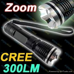New Zoomable 3 Mode CREE Q5 LED Flashlight Torch 300 lumen Zoom to adjust focus