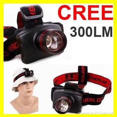 CREE LED 300LM Adjustable Focus Headlamp Flashlight Light Waterproof 