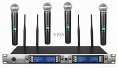 Four channels UHF handheld or clip-on wireless microphone