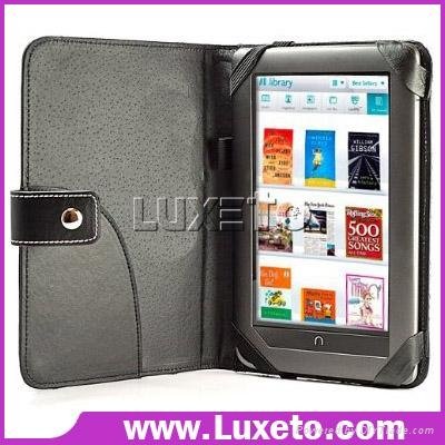 PU and genuine leather case for Barnes & Noble nook color 2