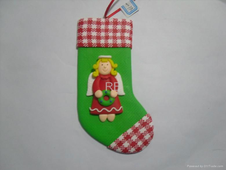 Cute stocking  Polymer clay for christmas tree hanging ornaments 2