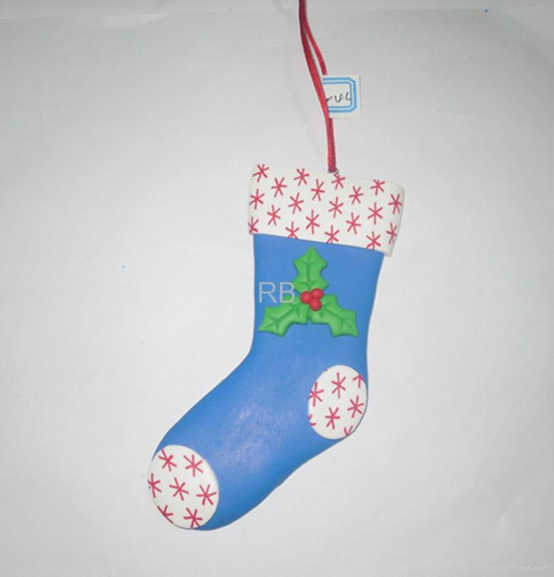 Cute stocking  Polymer clay for christmas tree hanging ornaments 4