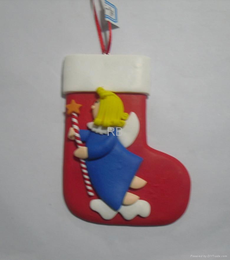 Cute stocking  Polymer clay for christmas tree hanging ornaments 5