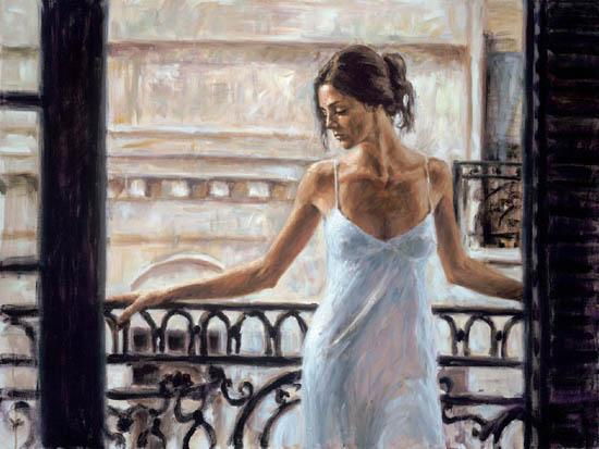 "Balcony At Buenos Aires I" - Fabian Perez Canvas Oil Painting Reproduction