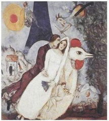 "Les Fiancees de la Tour Eiffel" by Chagall