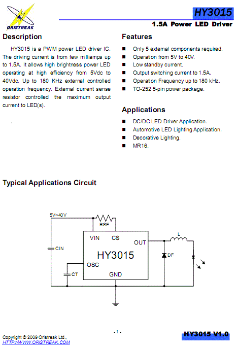 1.5A LED Driver IC 相容AMC7150 2