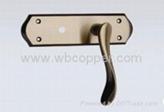 Door handle on plate