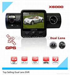 Car DVR Recorder  5.0 Mega 1080p - 720p Portable Car Camcorder X6000 with Dual L