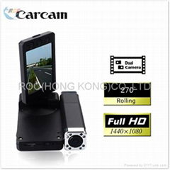 2012 New Arrival 1440*1080p Dual Camera Car DVR Recorder Carcam X5000 with Motio