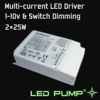 350~1000mA Multi-current LED Driver(2×25W) with 1-10V & Switch Dimming Function