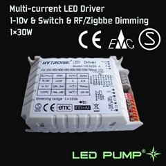 250~700mA Multi-current LED Driver(1×30W) with 1-10V & Switch Dimming Function