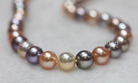 Top Quality 9-10mm colorful freshwater pearl necklace 3