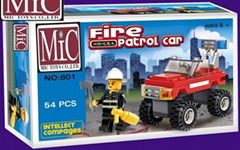 MIC 54PCS PROWL CAR LOGO BLOCK 5 YEAR CHILDREN TOYS FIRE CAR 801