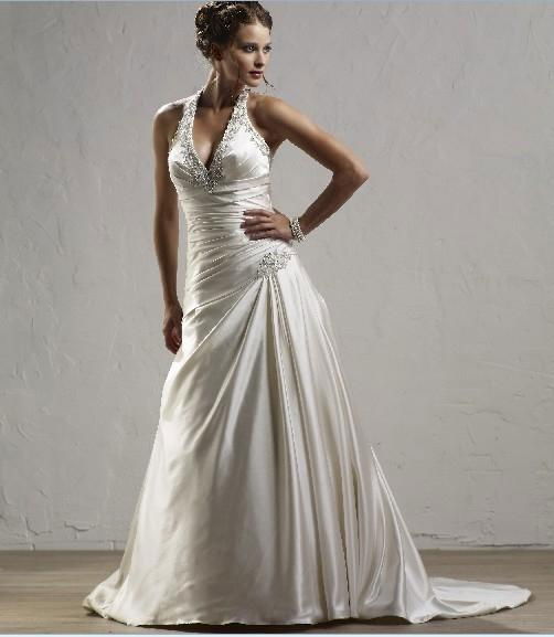 fashion satin wedding dress