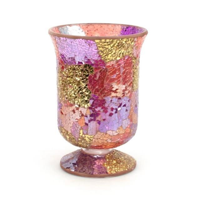 Mosaic Hurricane Glass Candle Holders