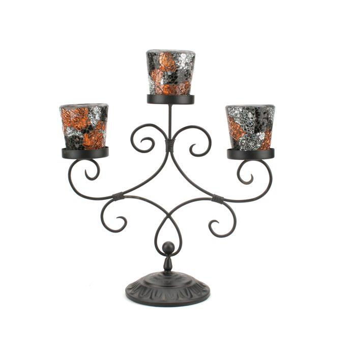 Mosaic Votive Candle Holders On a Metal Holder