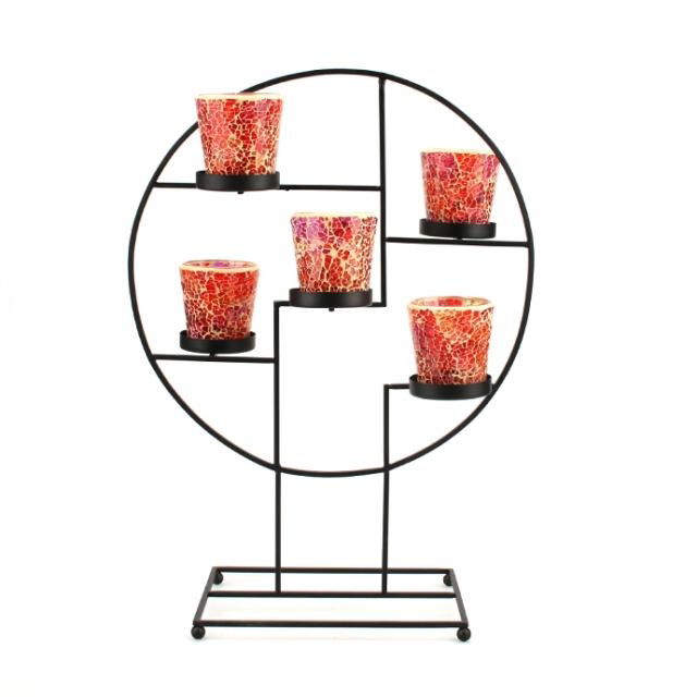 Mosaic Votive Candle Holders On a Metal Holder 2