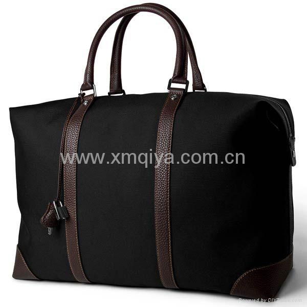 Black polyester nylon canvas weekend travel bag 1