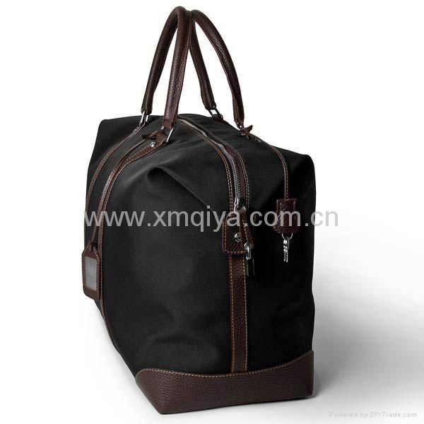 Black polyester nylon canvas weekend travel bag 2