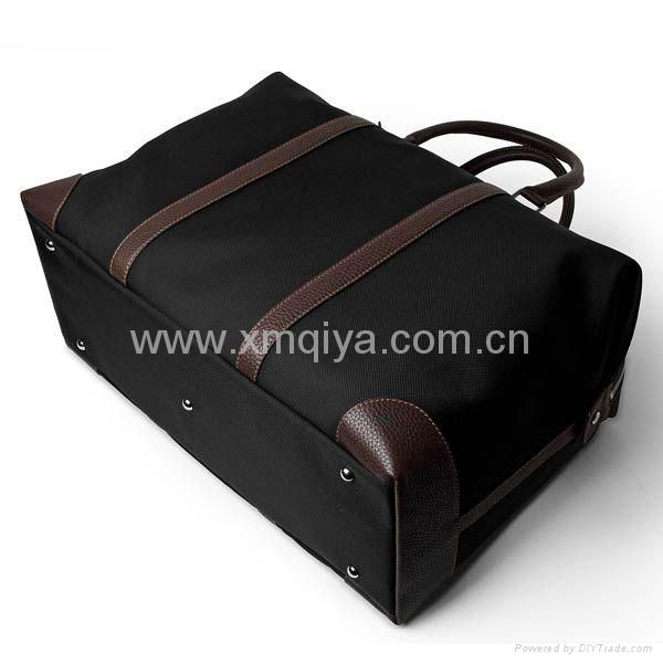 Black polyester nylon canvas weekend travel bag 3