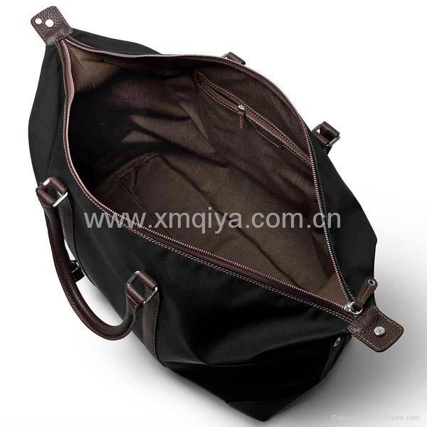 Black polyester nylon canvas weekend travel bag 4