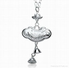 engraved handmade sterling silver baby pendant