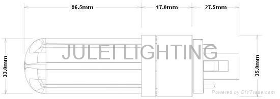 新款360度发光 G24 led 横插筒灯 2