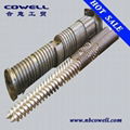 Twin parallel screw and barrel for pvc pipe