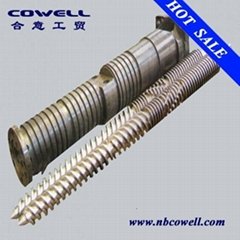 Twin parallel screw and barrel for pvc pipe