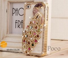 Top-level luxury Designer For iPhone 4 4S Bling diamond cases peafowl cover Hot