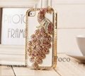Top-level luxury Designer For iPhone 4 4S Bling diamond cases peafowl cover Hot 4