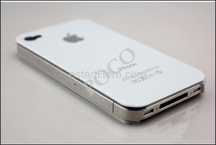 Apple Logo White Crystal Hard Case Cover for iPhone 4 4S 4G + Screen Protecter 2