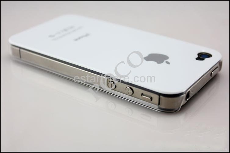 Apple Logo White Crystal Hard Case Cover for iPhone 4 4S 4G + Screen Protecter 3