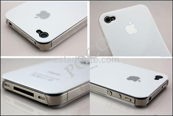 Apple Logo White Crystal Hard Case Cover for iPhone 4 4S 4G + Screen Protecter 4