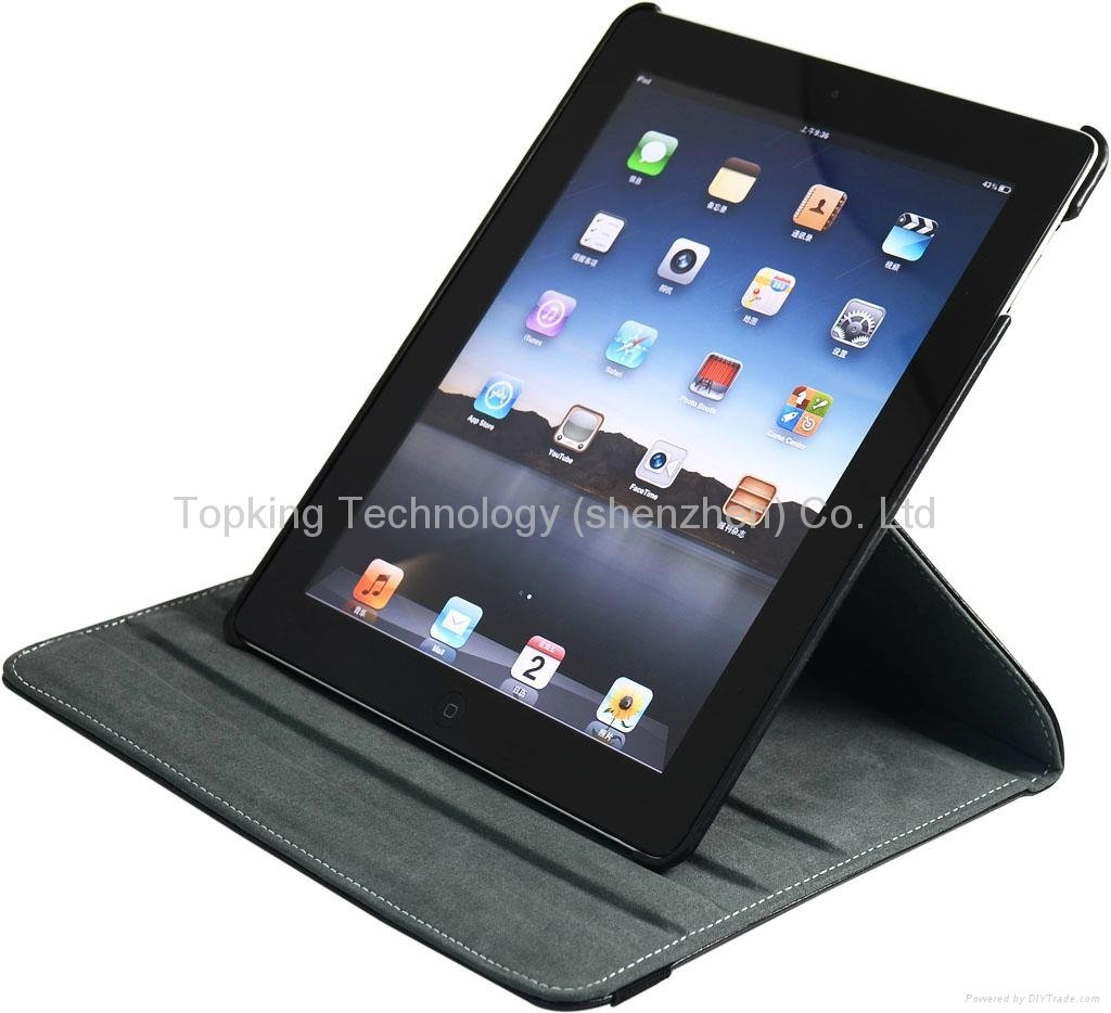 360 Degree Rotary Leather Case For New iPad 2