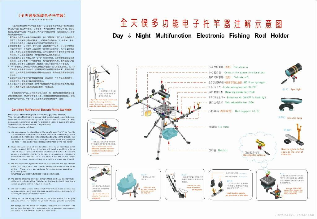 三点平衡多功能多点调节四竿渔竿架 3