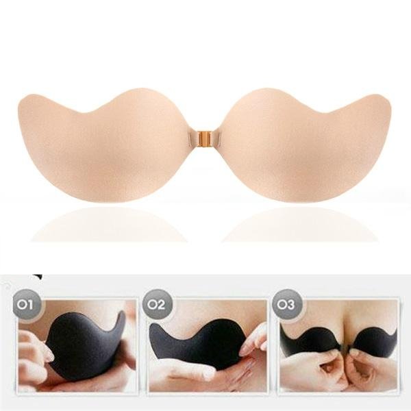 2colors Sexy Cotton Bust Self-adhesive Front Closure Strapless Bra 4