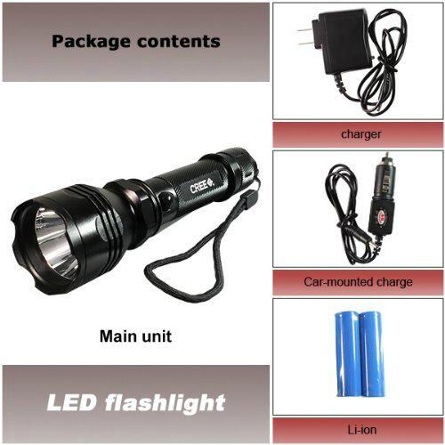 3 Switch mode&Black CREE LED K8 Rechargeable Flashlight  500Lumens 