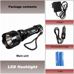 3 Switch mode&Black CREE LED K8 Rechargeable Flashlight  500Lumens 