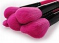 12PCS Cosmetic Natural peach red pro wool brush with H-quality cyanleather bag 4